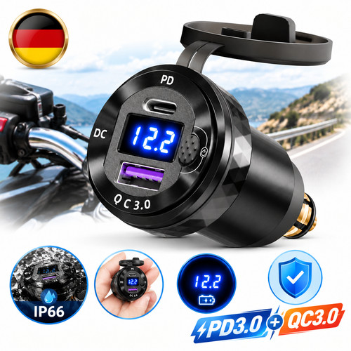 Manubrio moto doppio 12v - 12v, usb
